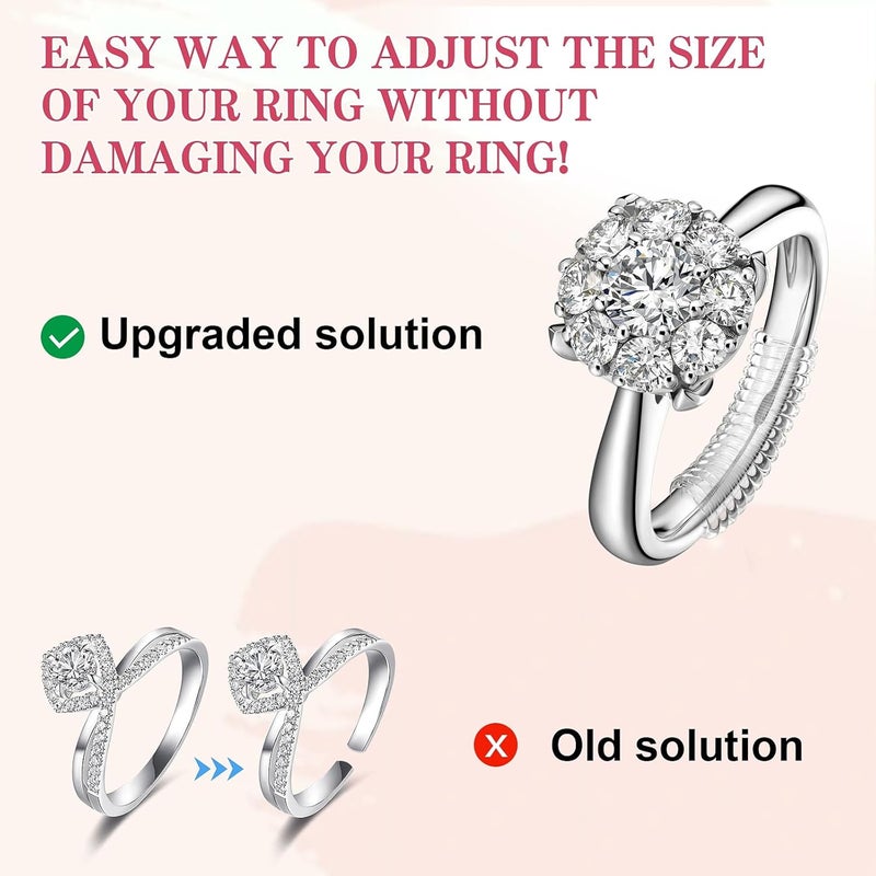 wegoup 8-Pack Ring Resizer for Loose Rings – Adjustable Clear Silicone Non-Slip Ring Sizer and Tightener Guard (4 Sizes) – Spiral Silicone Jewelry Fitter for Men & Women – Makes Rings Smaller - Image 5